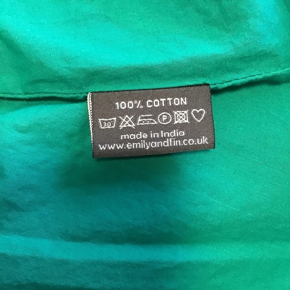 EMILY AND FIN GREEN SLEEVELESS DRESS W/ NAVY BAND - Picture 6 of 6